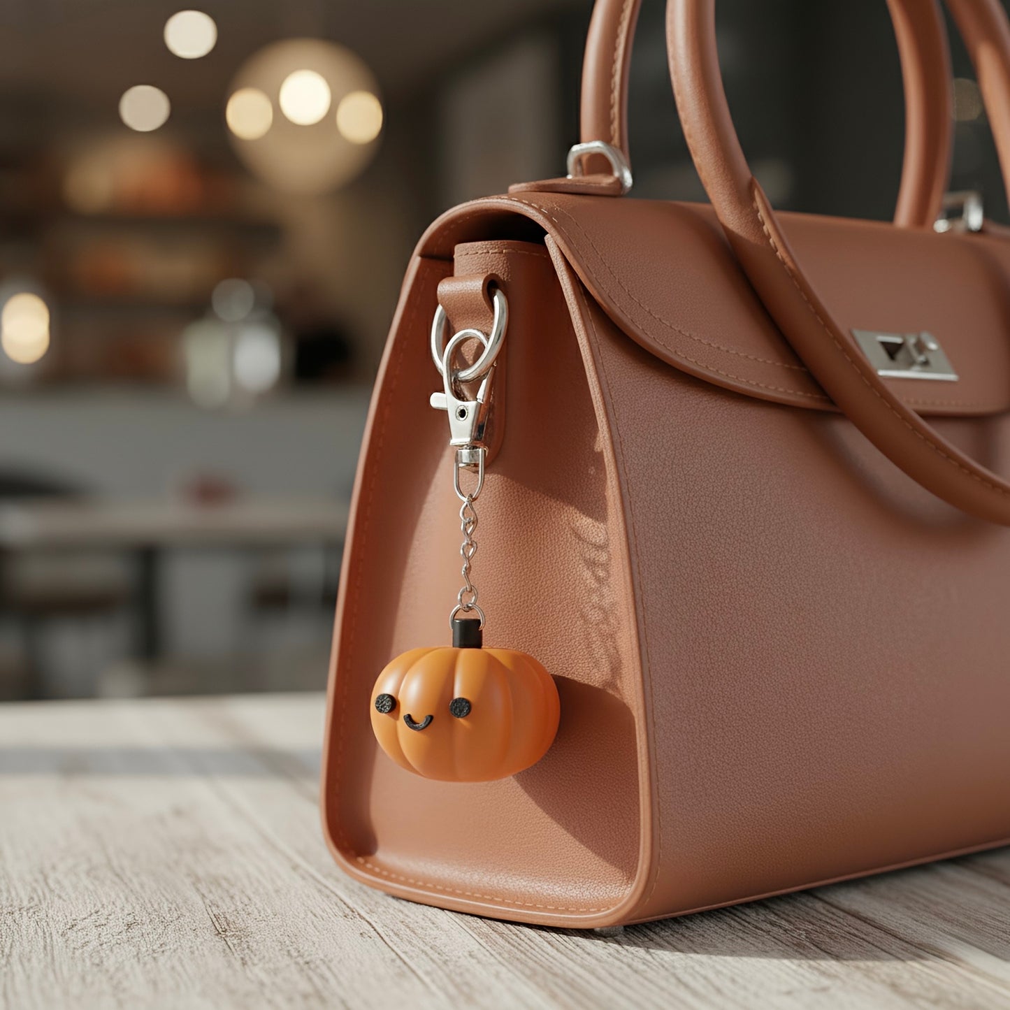 Spooky pumpkin bag charm