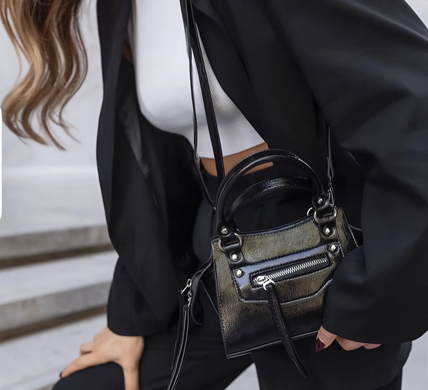 NOIR - Compact Vegan Leather Mini Canvas Bag rotta.ca