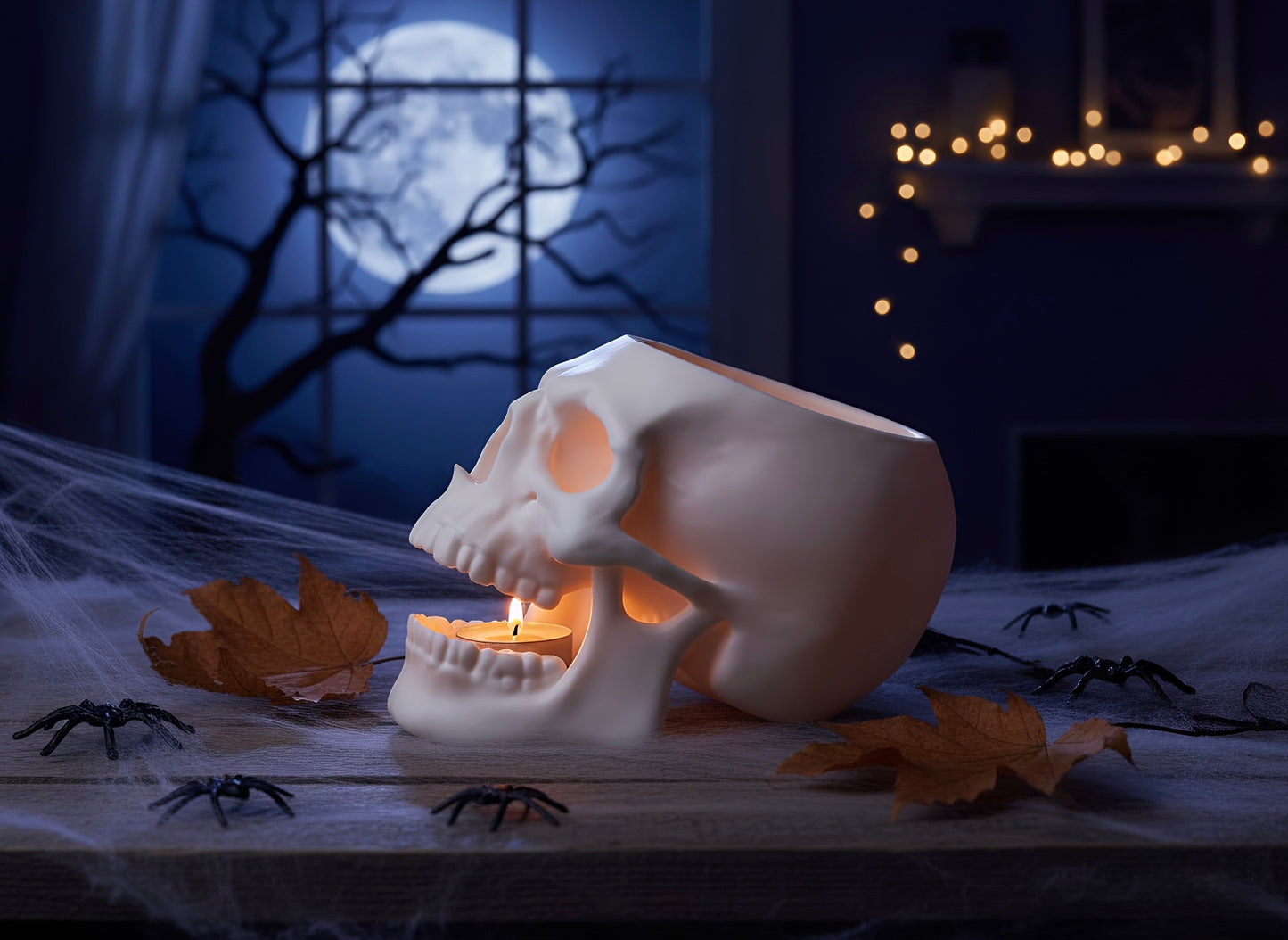 Halloween Skull Decor with Light, 3D Printed Spooky Decor, Gothic Gift
