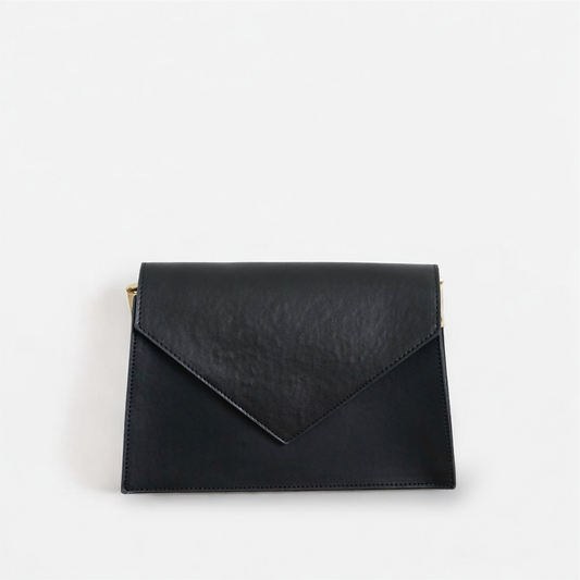 SOHO - Elegant Leather Envelope Crossbody Bag – Classic Black & Terracotta Brown