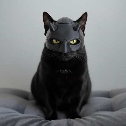 Batman Cat Mask, Feline Halloween Costume, Pet Cosplay Accessory, Black Mask for Cat, Cat Party Costume, Lightweight Small Cat Mask