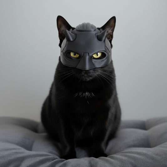 Batman Cat Mask, Feline Halloween Costume, Pet Cosplay Accessory, Black Mask for Cat, Cat Party Costume, Lightweight Small Cat Mask