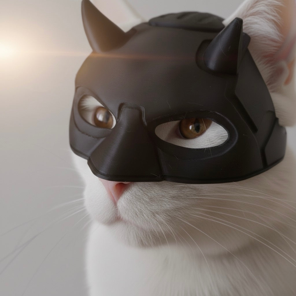Batman Cat Mask, Feline Halloween Costume, Pet Cosplay Accessory, Black Mask for Cat, Cat Party Costume, Lightweight Small Cat Mask