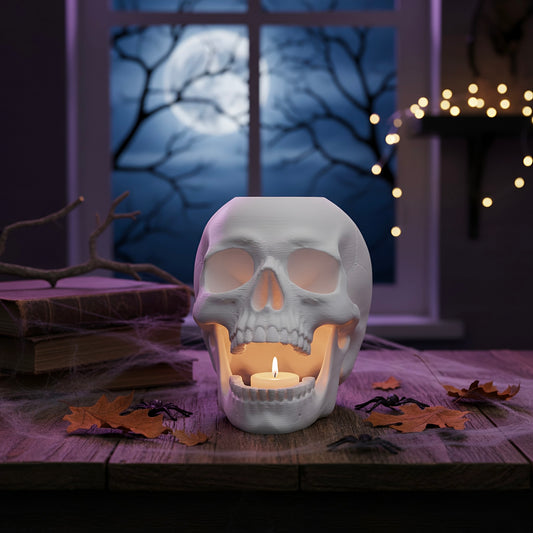 Halloween Skull Decor with Light, 3D Printed Spooky Decor, Gothic Gift