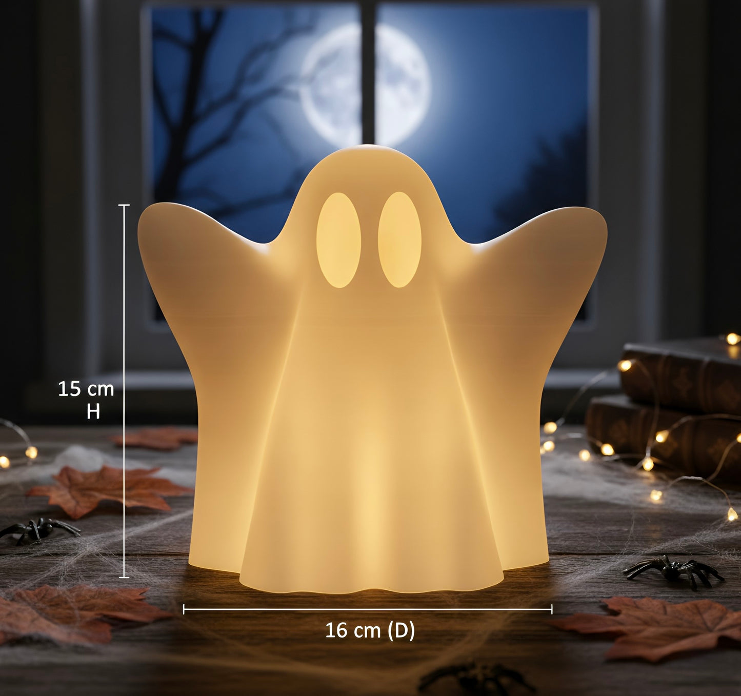 Halloween Ghost Figurine with Included Light | Spooky 3D Printed Night Decor